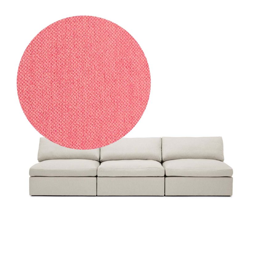 Lucie 3-Seat Sofa (without armrest) Coral is a spacious sofa in coral red chenille from Melimeli
