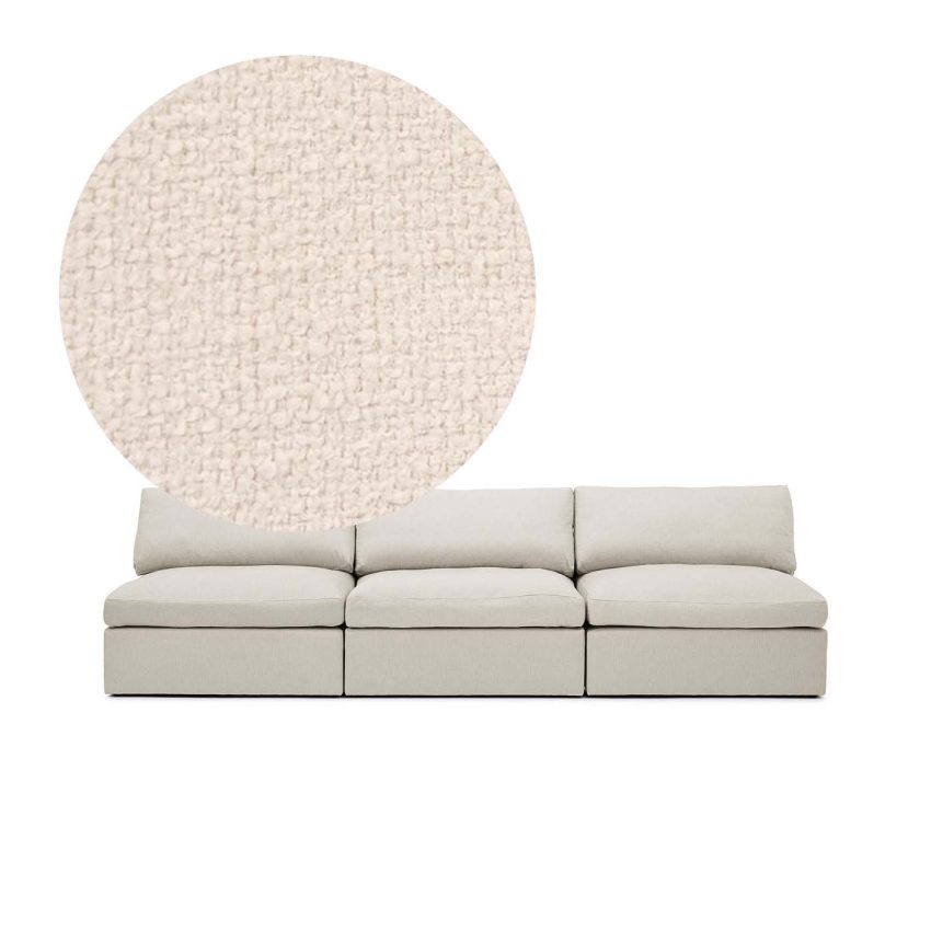 Lucie 3-Seat Sofa (without armrest) Eggshell is a spacious sofa in white bouclé from Melimeli