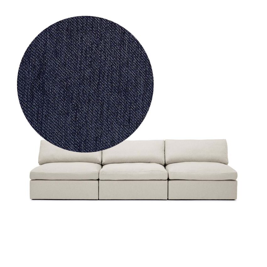 Lucie 3-Seater Sofa (without armrest) Midnight is a spacious sofa in dark blue chenille from Melimeli
