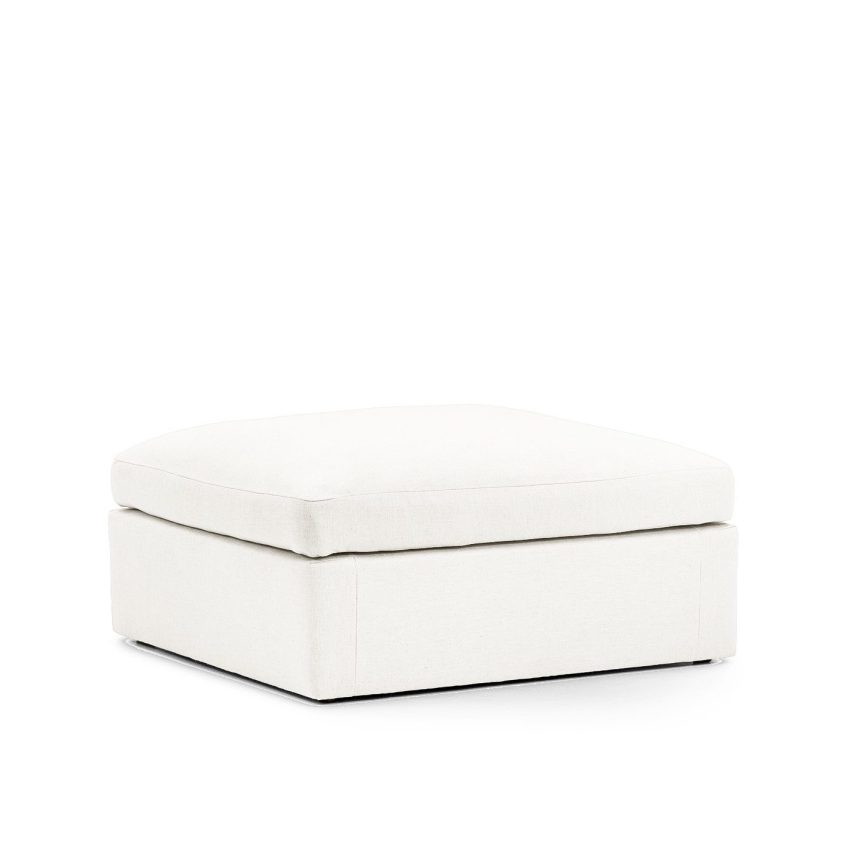 Lucie Grande Footstool True White is a puff in white linen from Melimeli