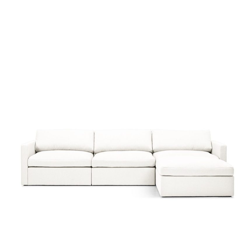 Lucie Grande 3-Seat Sofa (with pouf) True White is a modular sofa in white linen from Melimeli