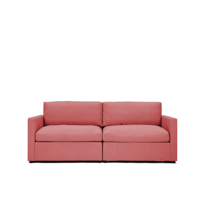 Lucie 2-seater sofa in pink red chenille from Melimeli