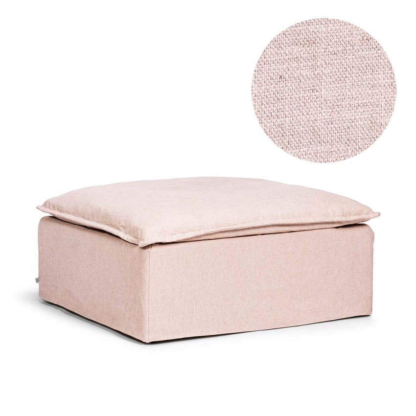 Pink linen upholstery for Luca Footstool from Melimeli