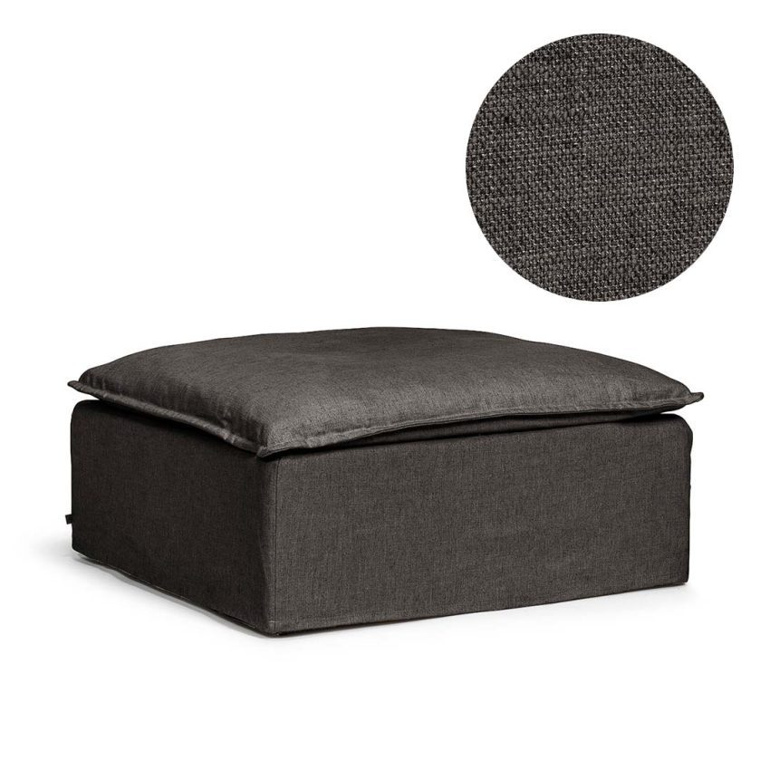 Dark grey linen upholstery for Luca Footstool from Melimeli