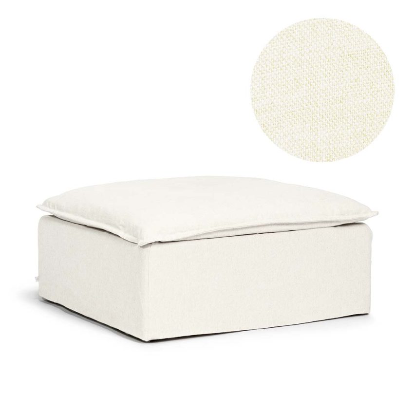 White linen upholstery for Luca Footstool from Melimeli
