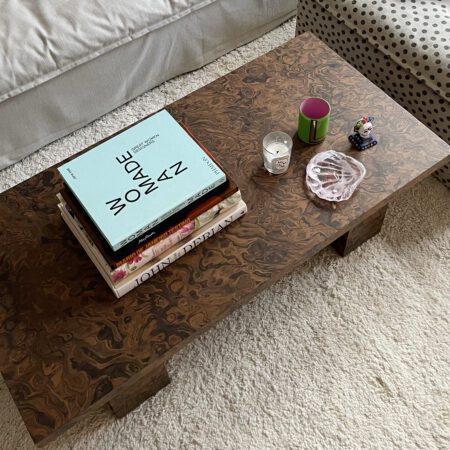 Rectangular Coffee Table with Thick Legs in Walnut