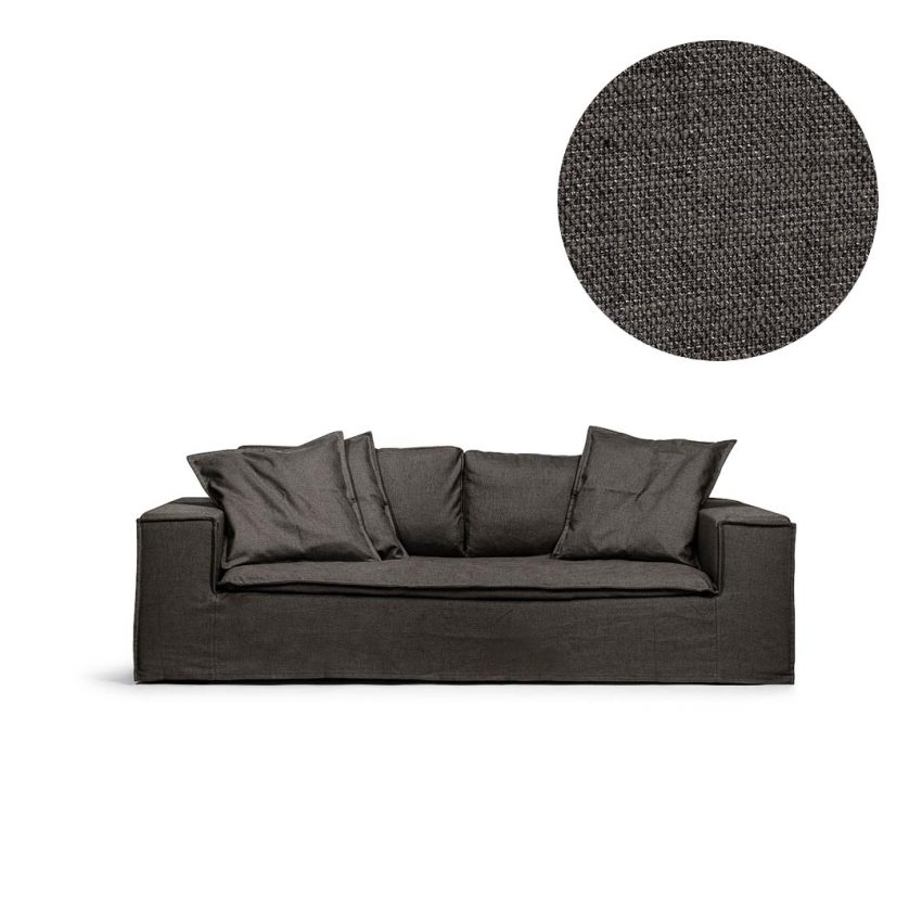 Upholstery in dark grey linen for Luca 2-Seater from Melimeli