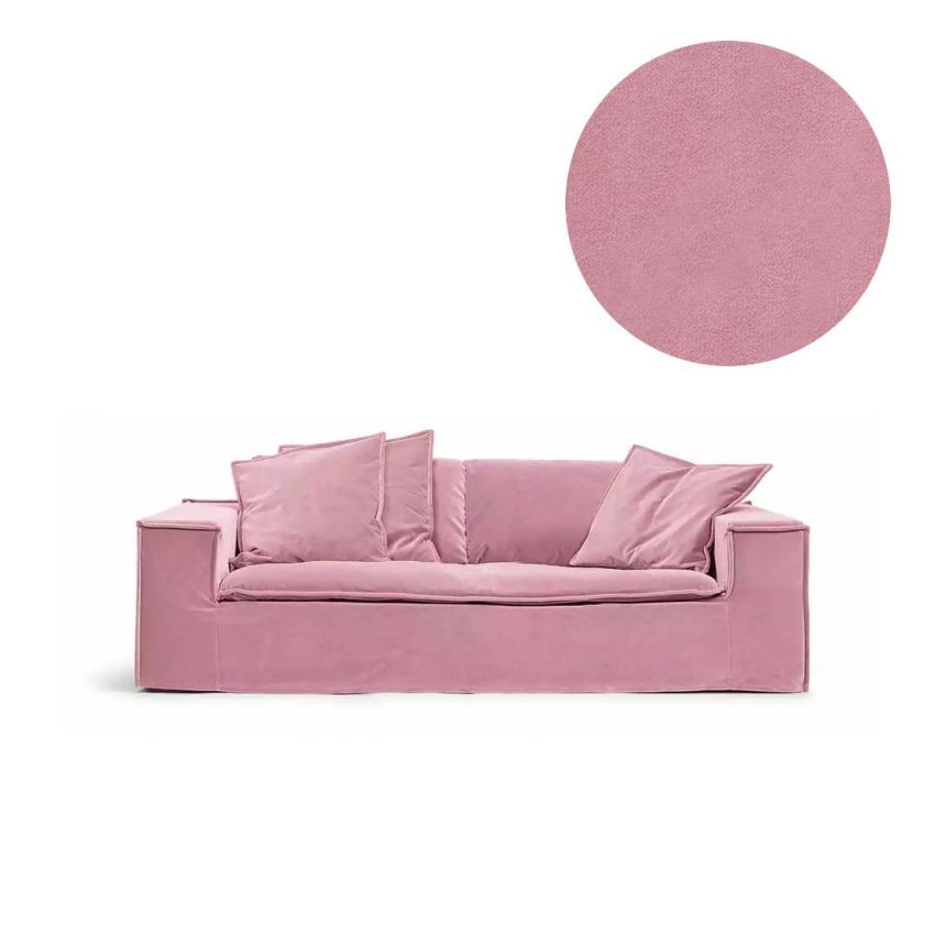 Upholstery in pink velvet for Luca 2-Seater from Melimeli
