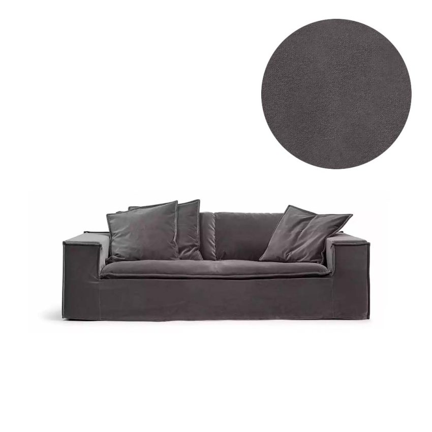 Upholstery in grey velvet for Luca 2-Seater from Melimeli