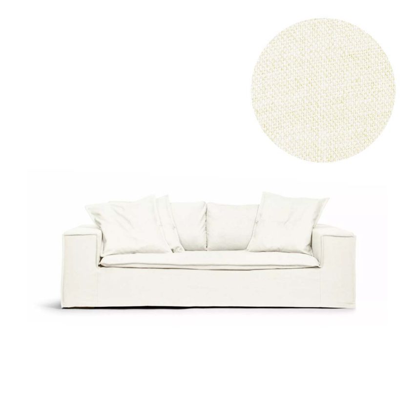 Upholstery in white linen for Luca 2-Seat Sofa from Melimeli