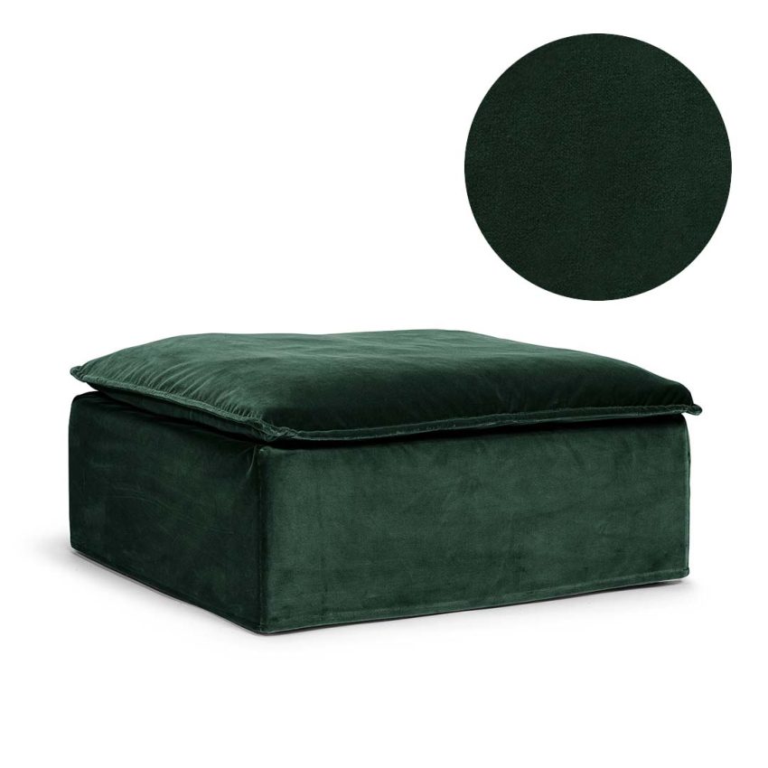 Dark green velvet upholstery for Luca Footstool from Melimeli