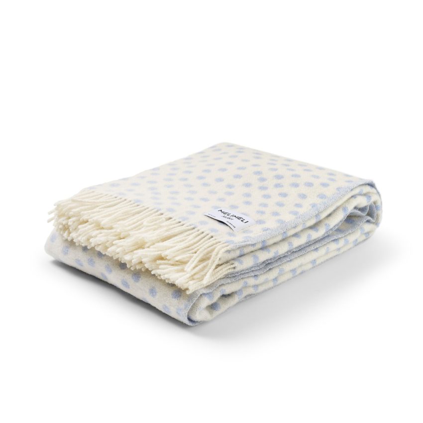 throw Dotted Blue/White is a soft wool blanket with light blue dots from Melimeli