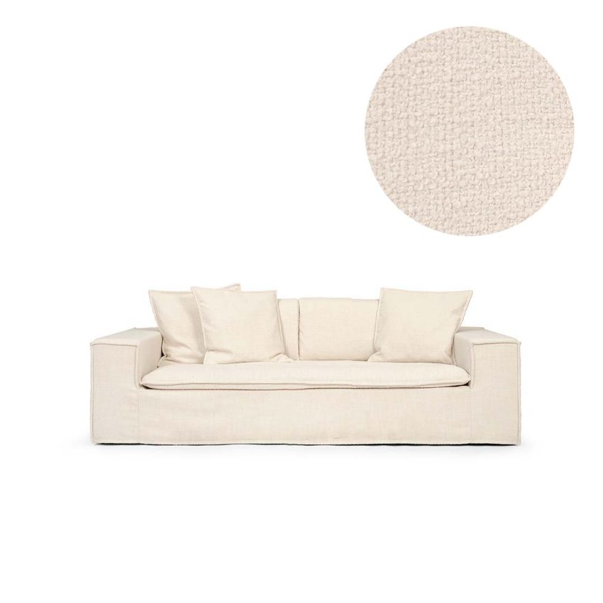 Upholstery in white bouclé for Luca 2-Seat Sofa from Melimeli