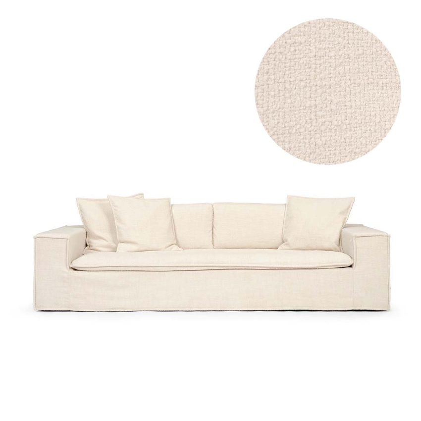 Upholstery in white bouclé for Luca 3-Seater from Melimeli