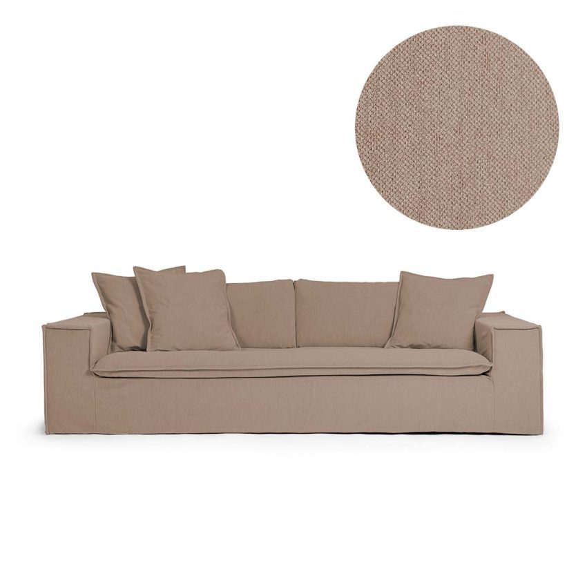 Upholstery in light brown chenille for Luca 3-Seater from Melimeli