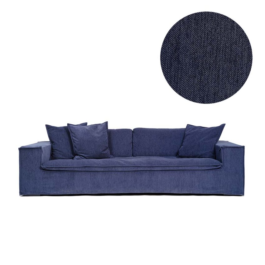 Dark blue chenille upholstery for Luca 3-Seater from Melimeli