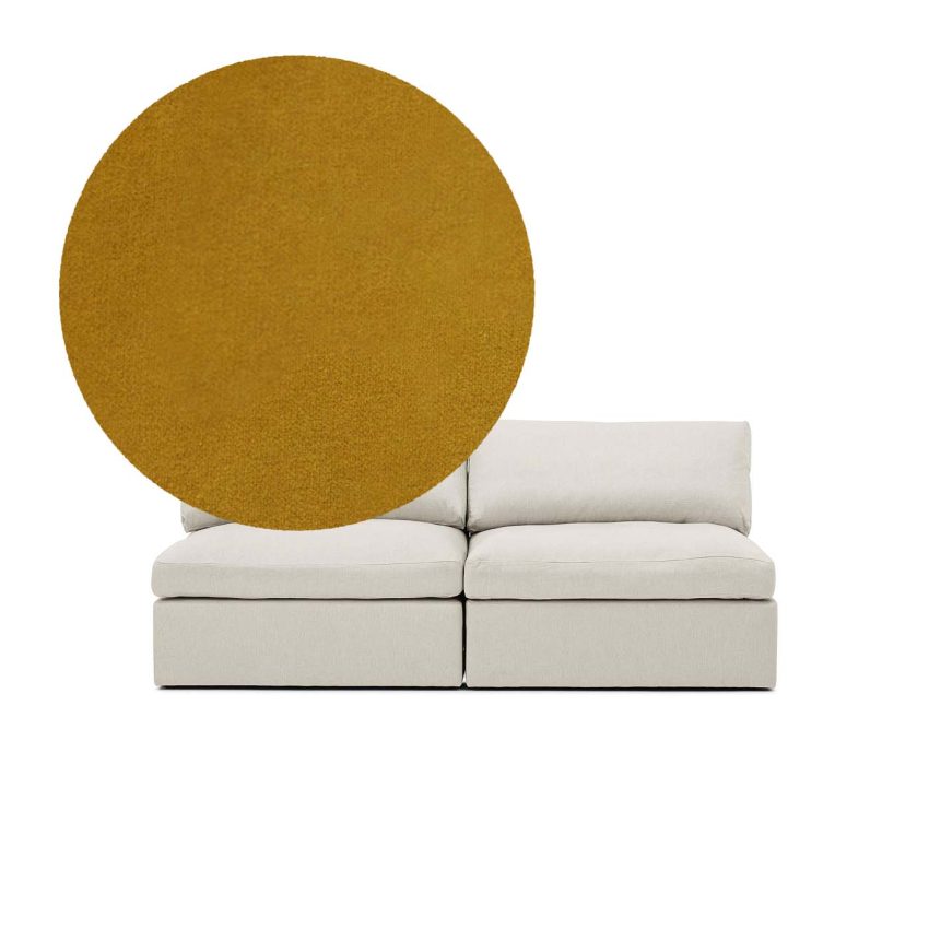 Lucie 2-Seat Sofa (without armrest) Amber is a spacious sofa in dark yellow velvet from Melimeli