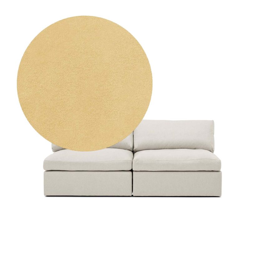 Lucie 2-Seater Sofa (without armrest) Creme is a spacious sofa in yellow velvet from Melimeli