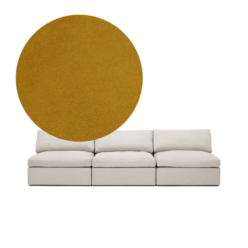 Lucie 3-Seat Sofa (without armrest) Amber is a spacious sofa in dark yellow velvet from Melimeli