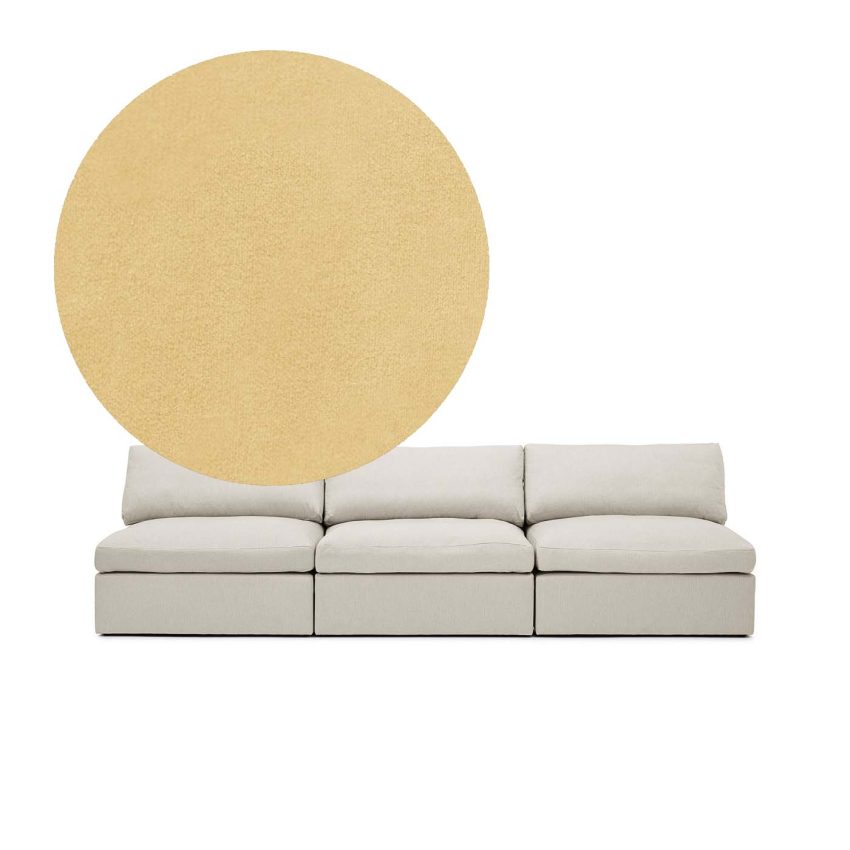 Lucie 3-Seat Sofa (without armrest) Creme is a spacious sofa in yellow velvet from Melimeli
