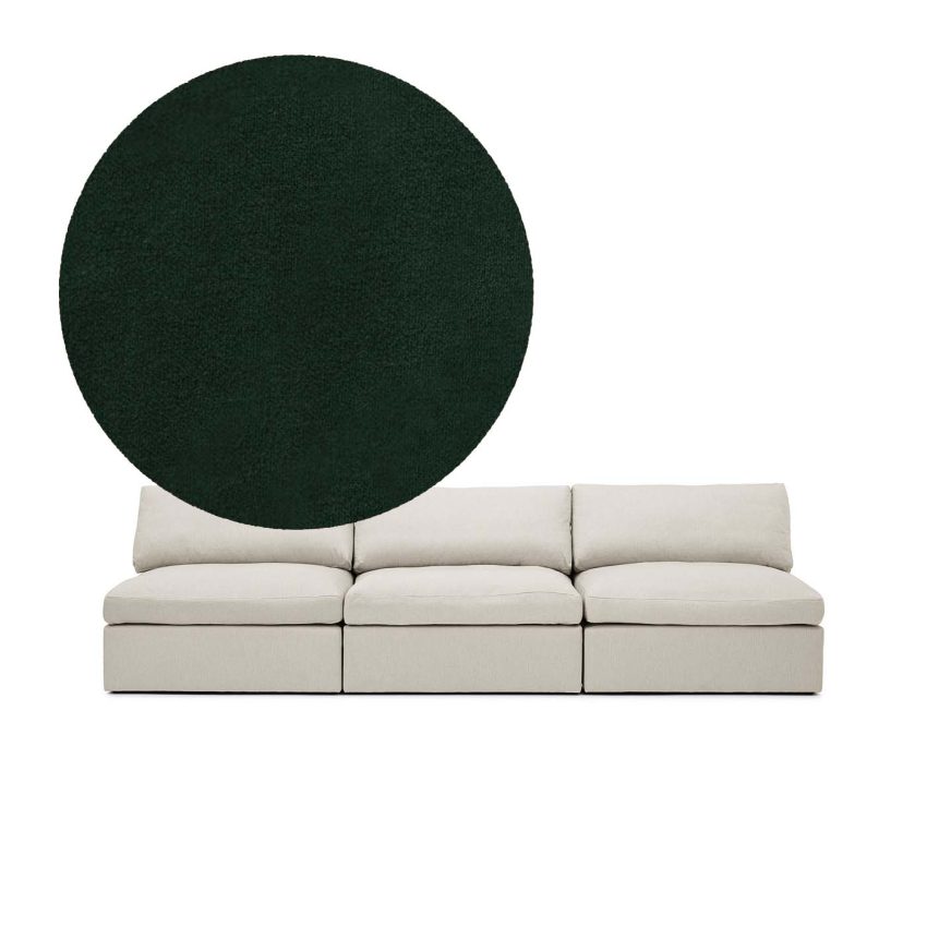 Lucie 3-Seat Sofa (without armrest) Emerald Green is a spacious sofa in green velvet from Melimeli