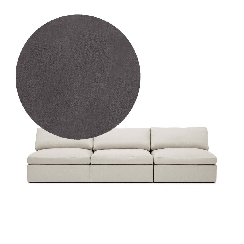 Lucie 3-Seater Sofa (without armrest) Greige is a spacious sofa in grey velvet from Melimeli