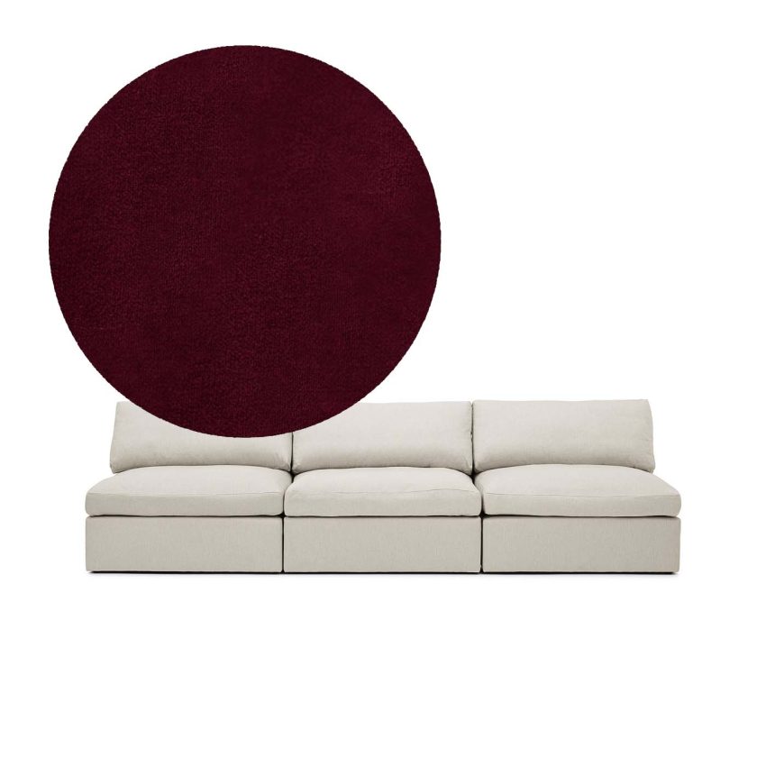 Lucie 3-seters sofa (uten armlener) Ruby Red er en romslig sofa i rød fløyel fra Melimeli