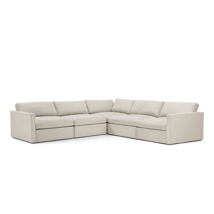Lucie 5-Seat Sofa Elephant is a spacious corner sofa in beige linen from Melimeli