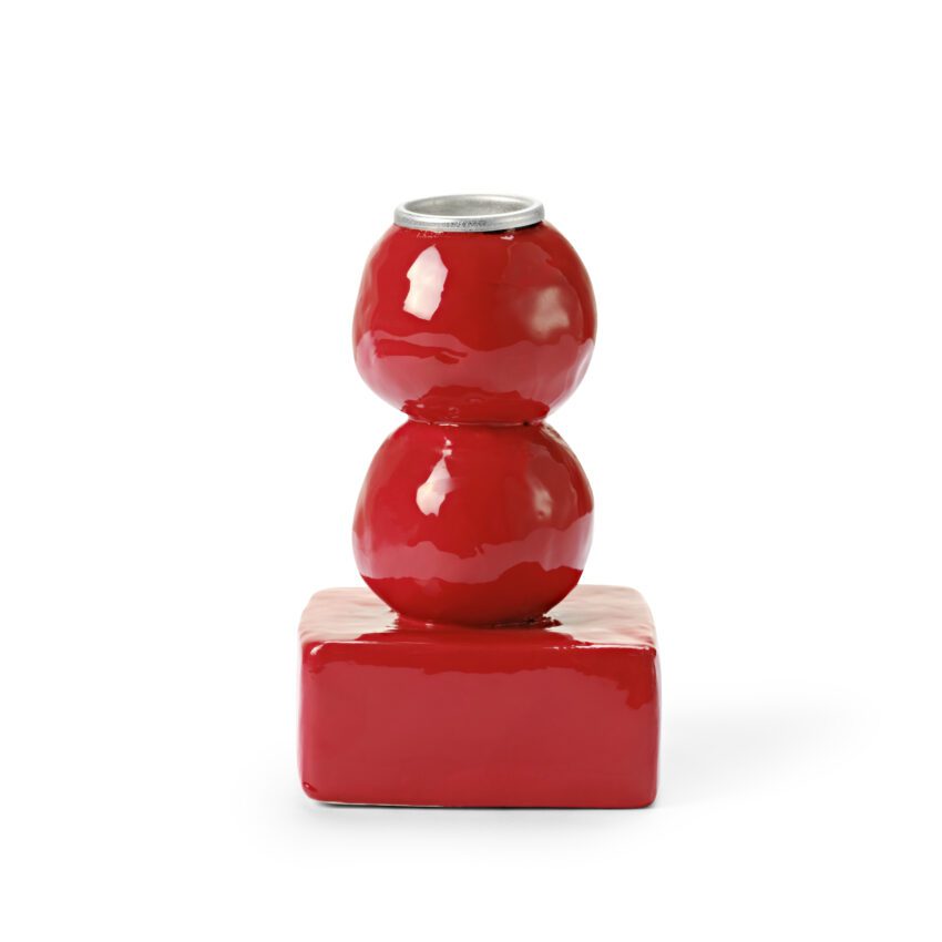 Candlestick Red in handmade ceramic from Melimeli