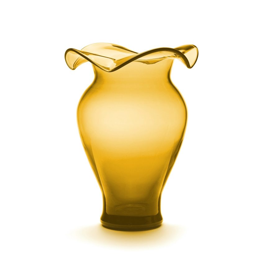 Amber flower vase with wavy edge from Melimeli
