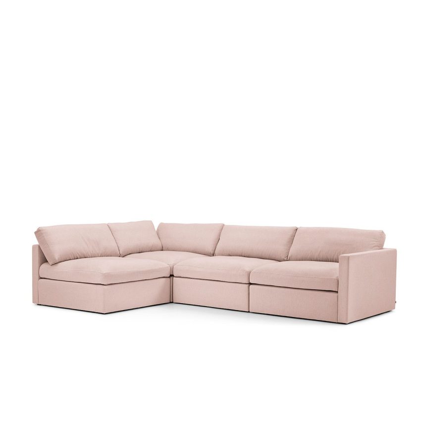 Lucie Corner Sofa in pink linen fabric