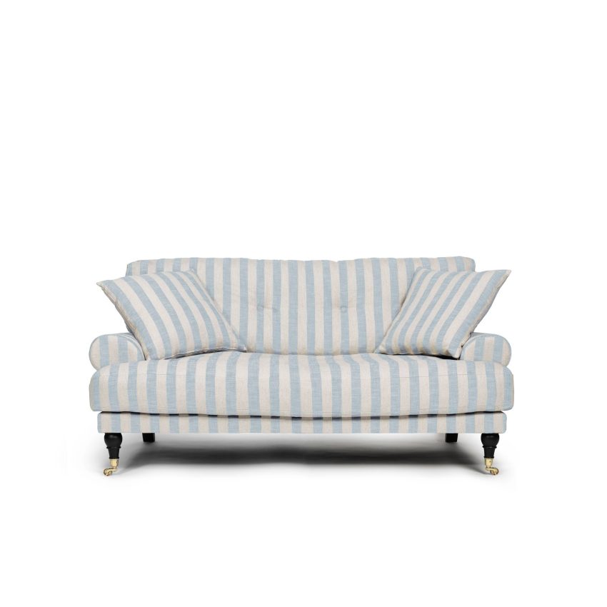 Randig liten soffa i linne