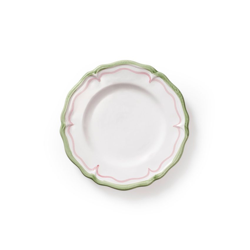 Gabriella-tallerken 21 cm, grønn/rosa