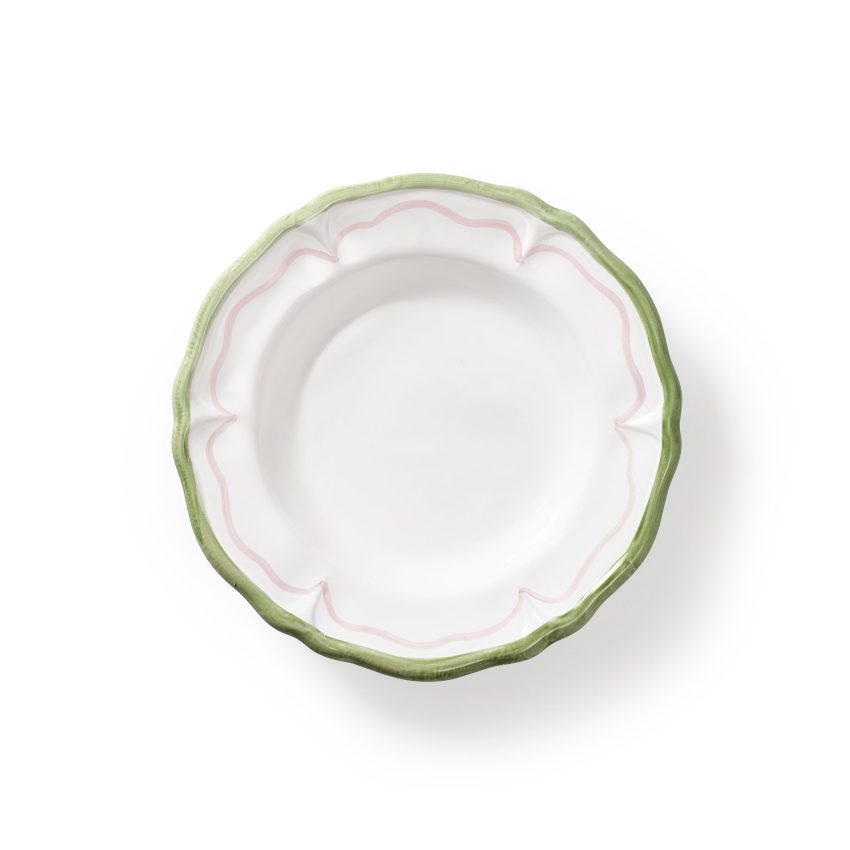 Gabriella dyp tallerken, 24 cm, grønn/rosa